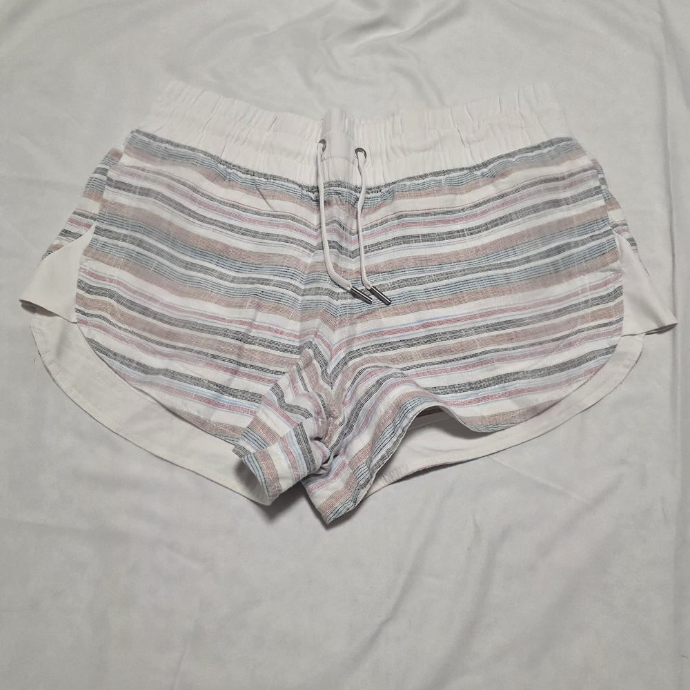 Athleta Beachside Bali Linen Shorts - White, Gray, Pink